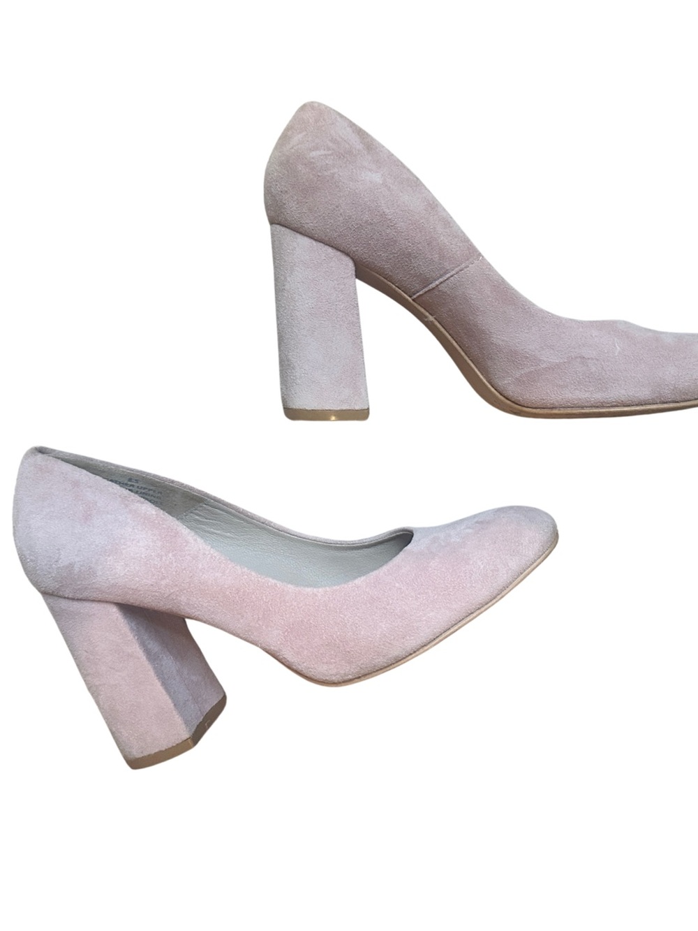 ABLE Women’s Block Heel Pumps in Light Pink Suede